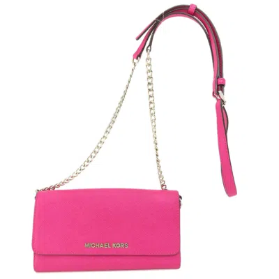 Pre-owned Michael Kors Pvc Chain/shoulder Wallet () In Pink
