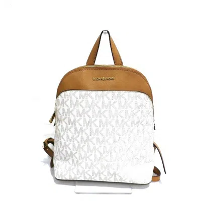 Pre-owned Michael Kors Pvc Leather Backpack () In White