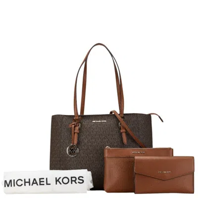 Pre-owned Michael Kors Pvc Leather Shoulder Bag Tote Bag () In Brown