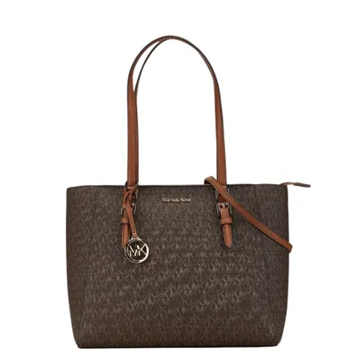 Pre-owned Michael Kors Pvc Leather Shoulder Bag Tote Bag () In Brown