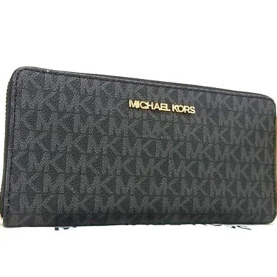 Pre-owned Michael Kors Pvc Long Wallet (bi-fold) () In Black