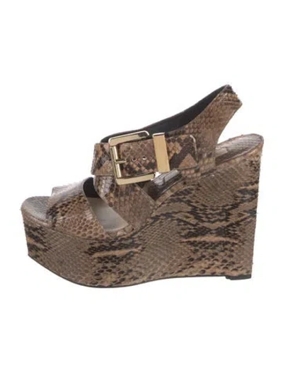 Pre-owned Michael Kors Python Animal Print Sandals In Brown