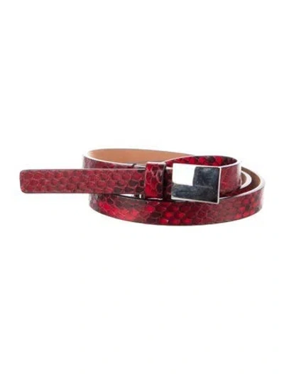 Pre-owned Michael Kors Python Belt In Red