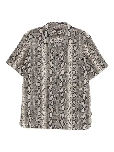 Michael Kors Python-print Short-sleeve Shirt In Gray