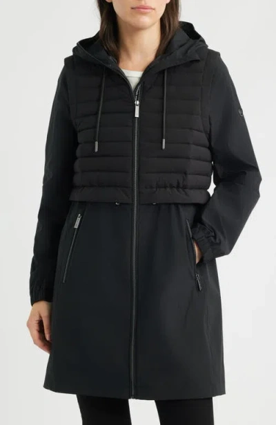Michael Kors Quilt Core Hooded Coat In Black