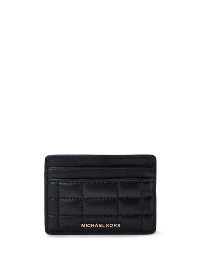 Michael Kors Small Jet Set Crocodile-effect Cardholder In Black