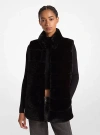 Michael Kors Quilted Faux Fur Vest In Black