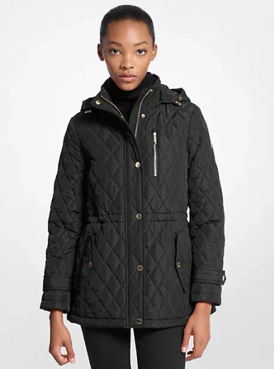 Michael Kors Quilted Hooded Jacket In Black