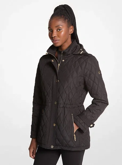 Michael Kors Quilted Hooded Jacket In Black