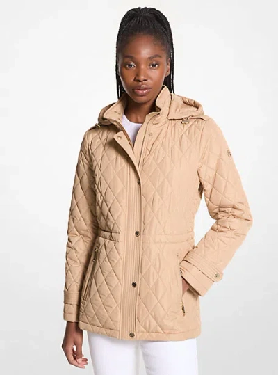 Michael Kors Quilted Hooded Jacket In Natural