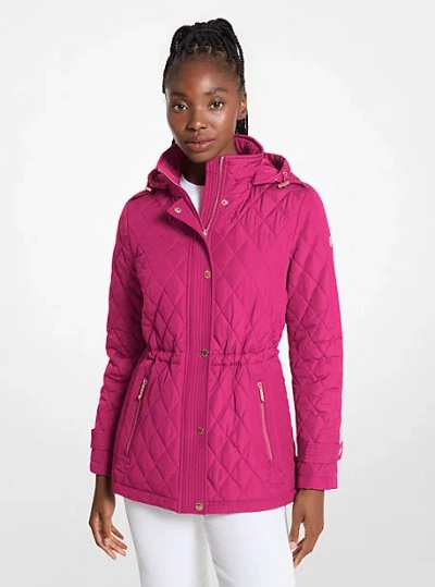 Michael Kors Quilted Hooded Jacket In Pink