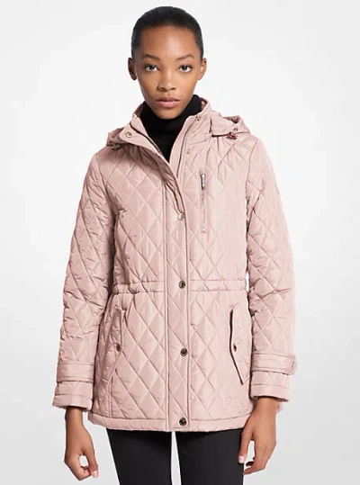 Michael Kors Quilted Hooded Jacket In Pink