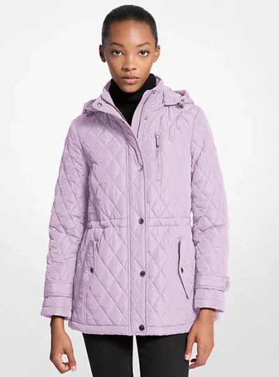 Michael Kors Quilted Hooded Jacket In Purple