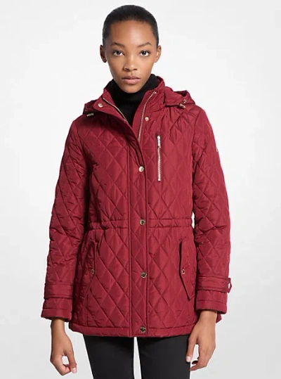 Michael Kors Quilted Hooded Jacket In Red