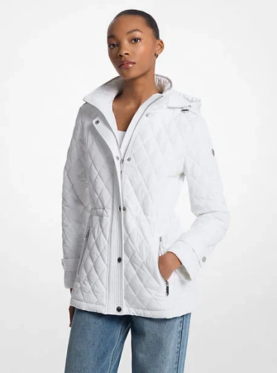 Michael Kors Quilted Hooded Jacket In White