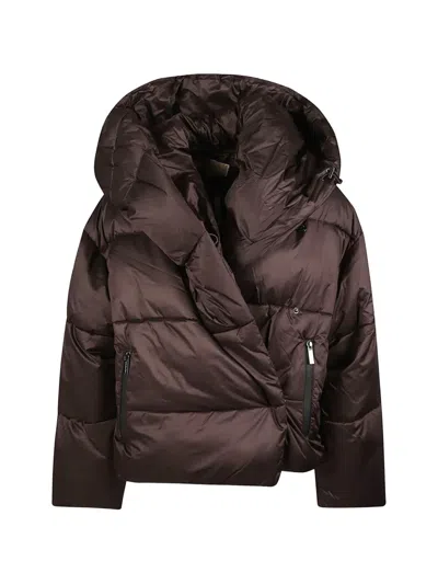 Michael Kors Quilted Hooded Puffer Jacket In Brown