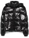 Michael Kors Hooded High Shine Down Jackets In Black