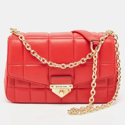 Michael Kors Quilted Leather Large Soho Shoulder Bag In Red