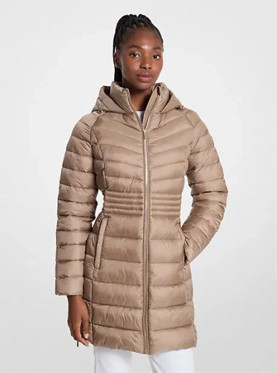 Michael Kors Quilted Nylon Puffer Coat In Natural