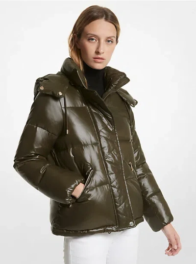 Michael Kors Quilted Nylon Puffer Jacket In Green