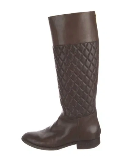 Pre-owned Michael Kors Quilted Pattern Leather Riding Boots In Brown