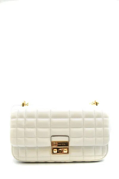 Michael Kors Quilted White Shoulder Bag With Gold-tone Hardware