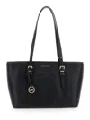 Michael Kors 'quinn' Black Medium Tote Bag With Removable Logo Charm And Embossed Logo Lettering On The Front