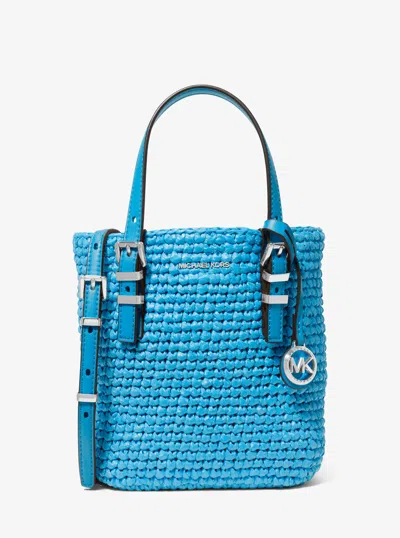 Michael Kors Quinn Extra-small Hand-crocheted Crossbody Bag In Blue