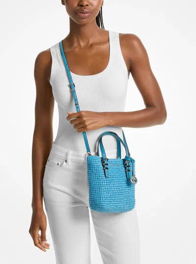 Michael Kors Quinn Extra-small Hand-crocheted Crossbody Bag In Blue