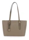 Michael Kors 'quinn' Grey Medium Tote Bag With Removable Logo Charm And Embossed Logo Lettering On The Front In G