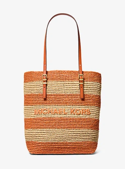 Michael Kors Quinn Large Hand-crocheted Tote Bag In Orange