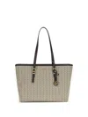 Michael Kors Quinn Large Jacquard Logo Tote Bag In Brown