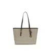 Michael Kors Quinn Large Jacquard Logo Tote Bag In Brown