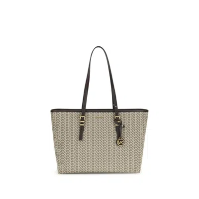 MICHAEL KORS QUINN LARGE JACQUARD LOGO TOTE BAG