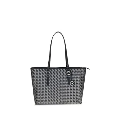 MICHAEL KORS QUINN LARGE JACQUARD LOGO TOTE BAG