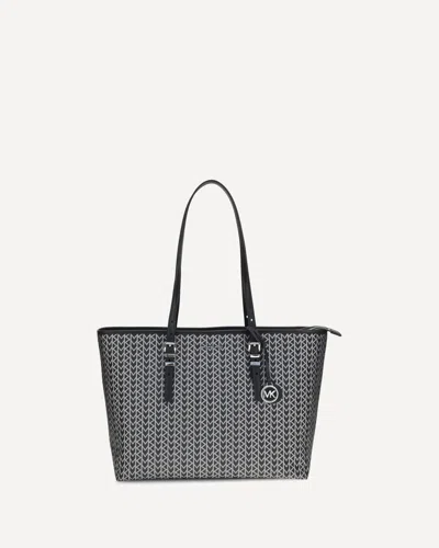 Michael Kors Quinn Large Jacquard Logo Tote Bag In Black