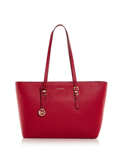 Michael Kors Quinn Large Leather Tote Bag In Red