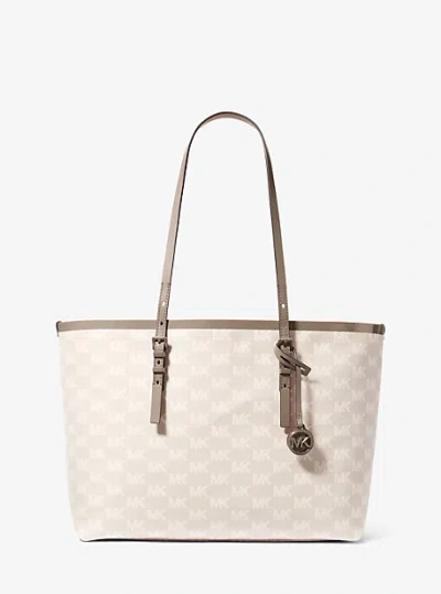 Michael Kors Quinn Large Logo Jacquard Tote Bag With Pouch In Natural