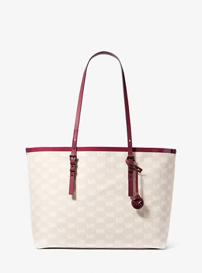 Michael Kors Quinn Large Logo Jacquard Tote Bag With Pouch In Purple