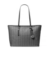 Michael Kors Quinn Large Mk2000 Logo Jacquard Tote Bag In Black
