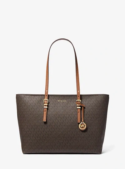 Michael Kors Quinn Large Signature Logo And Leather Tote Bag