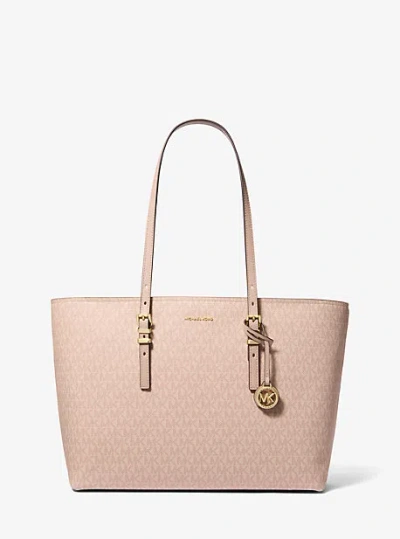 Michael Kors Quinn Large Signature Logo And Leather Tote Bag