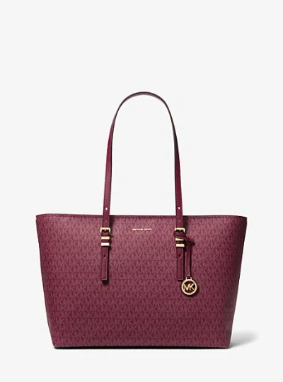 Michael Kors Quinn Large Signature Logo And Leather Tote Bag
