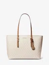 Michael Kors Quinn Large Signature Logo And Leather Tote Bag In White