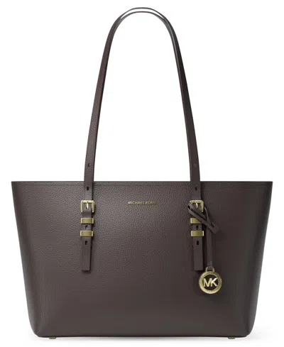 Michael Kors Quinn Medium Pebbled Leather Tote Bag In Chocolate