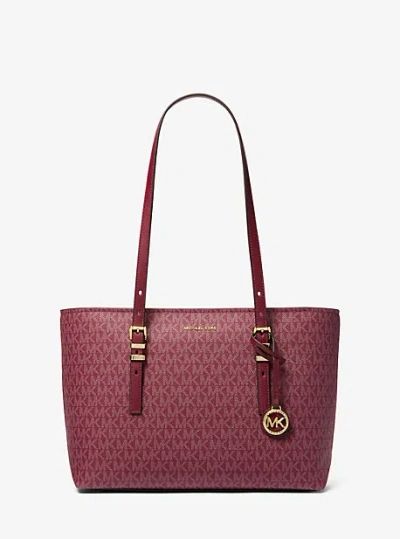 Michael Kors Quinn Medium Signature Logo And Leather Tote Bag In Purple