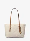 Michael Kors Quinn Medium Signature Logo And Leather Tote Bag In Neutral