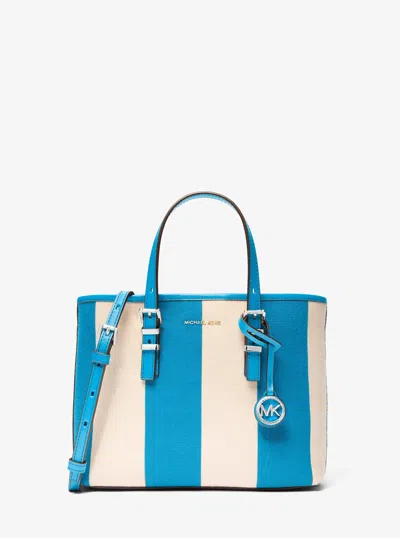 Michael Kors Quinn Small Striped Canvas Convertible Crossbody Bag In Multi