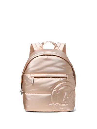 Michael Kors Rae Medium Quilted Metallic Backpack In Neutral