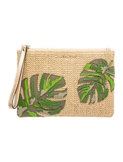 Pre-owned Michael Kors Raffia Clutch In Neutral